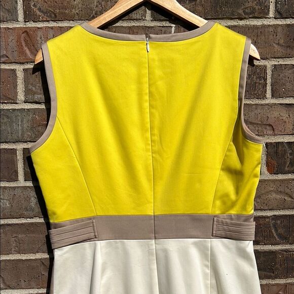 Tahari Arthur S Levine Colorblock Sleeveless Summer Dress Yellow and White 10 - Picture 11 of 16